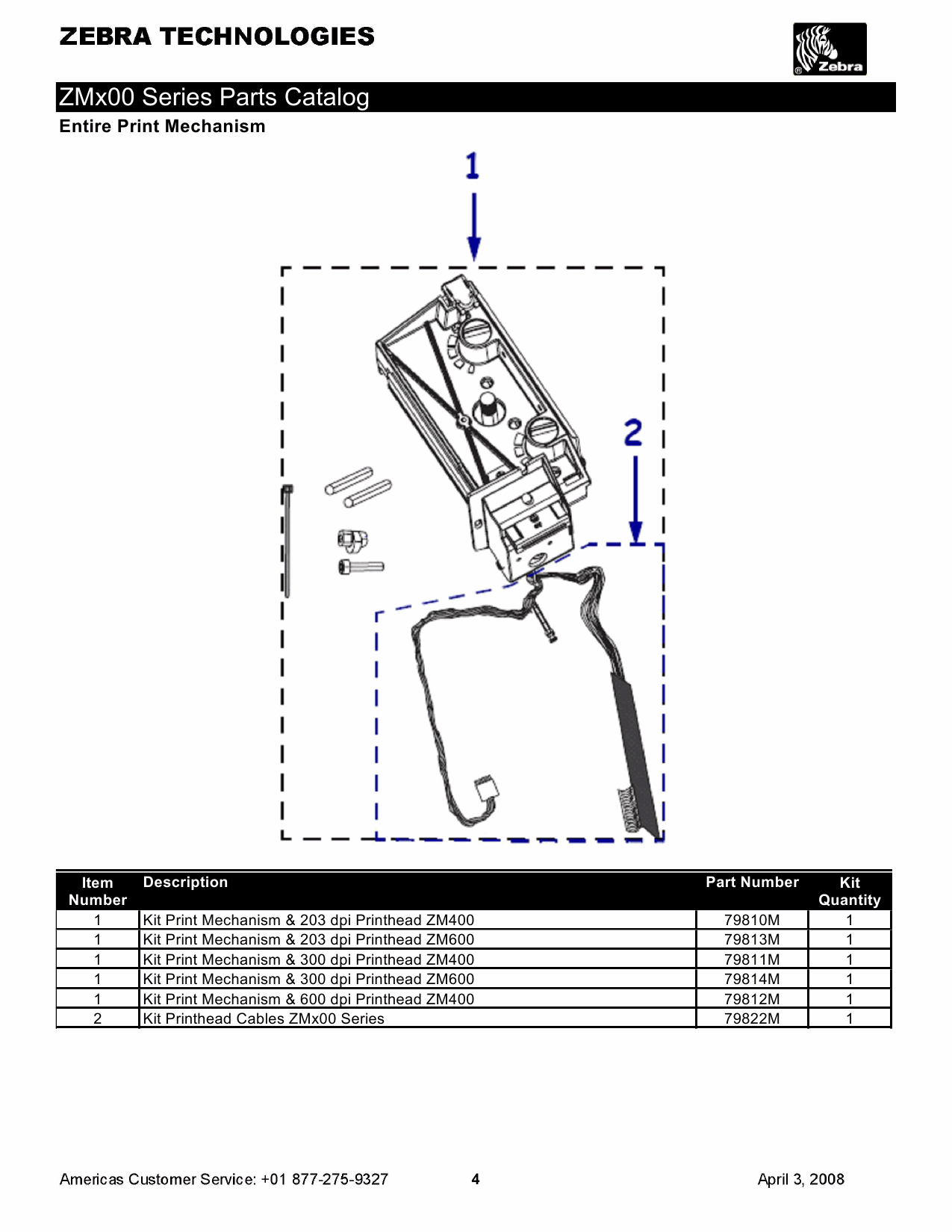 Zebra Label ZM400 ZM600 Parts List-3